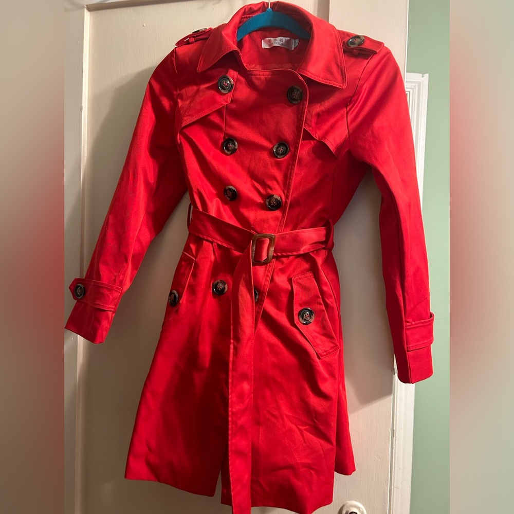 Red/orange trench coat
